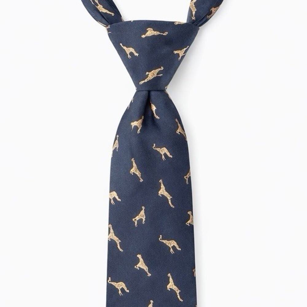 Topman Mens Navy Blue Giraffe Print Neck Tie Polyester Novelty